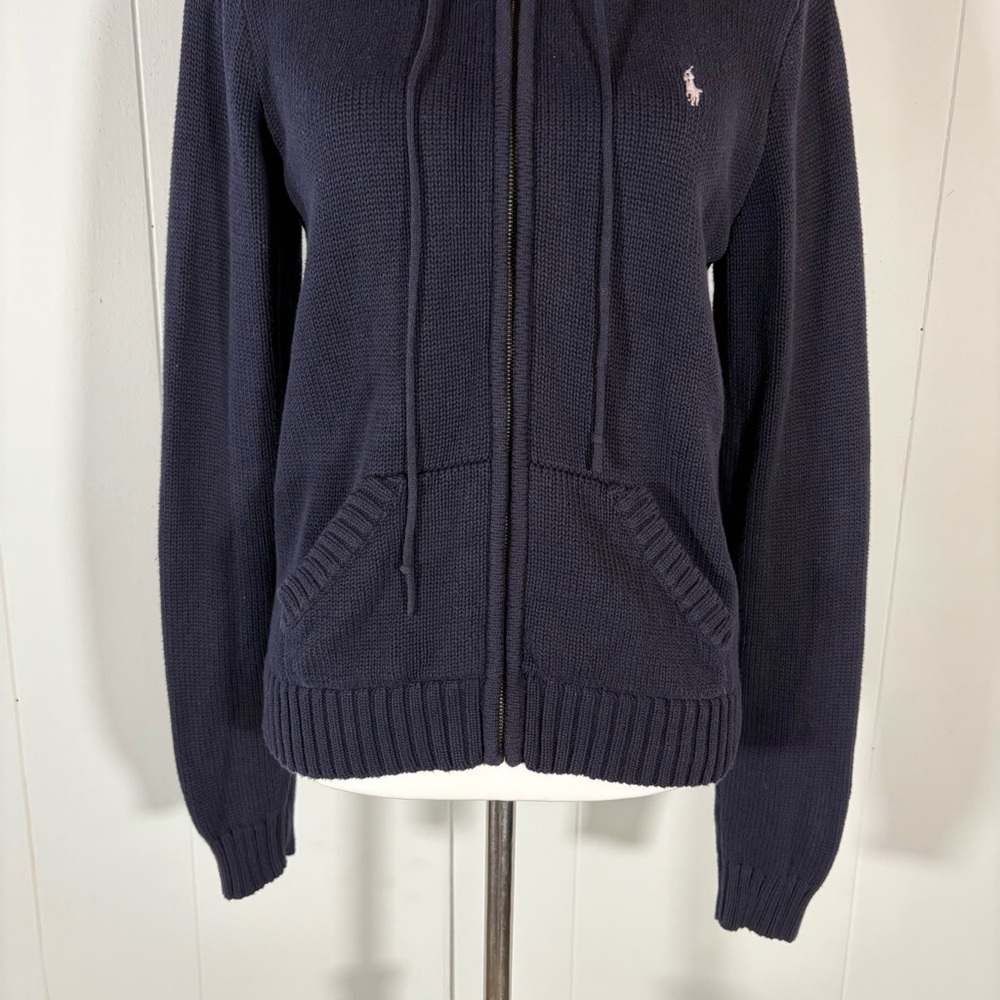 Ralph Lauren Blue Label Sweater Women’s L Hood Cotton Preppy Knit‎ Coastal - Picture 3 of 11